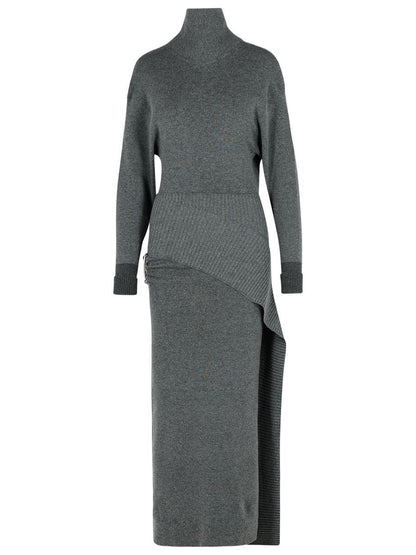Graues Wollmischungskleid von Lanvin