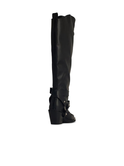 Ganni – Schwarze Stiefel aus recycelter Ledermischung „Western“
