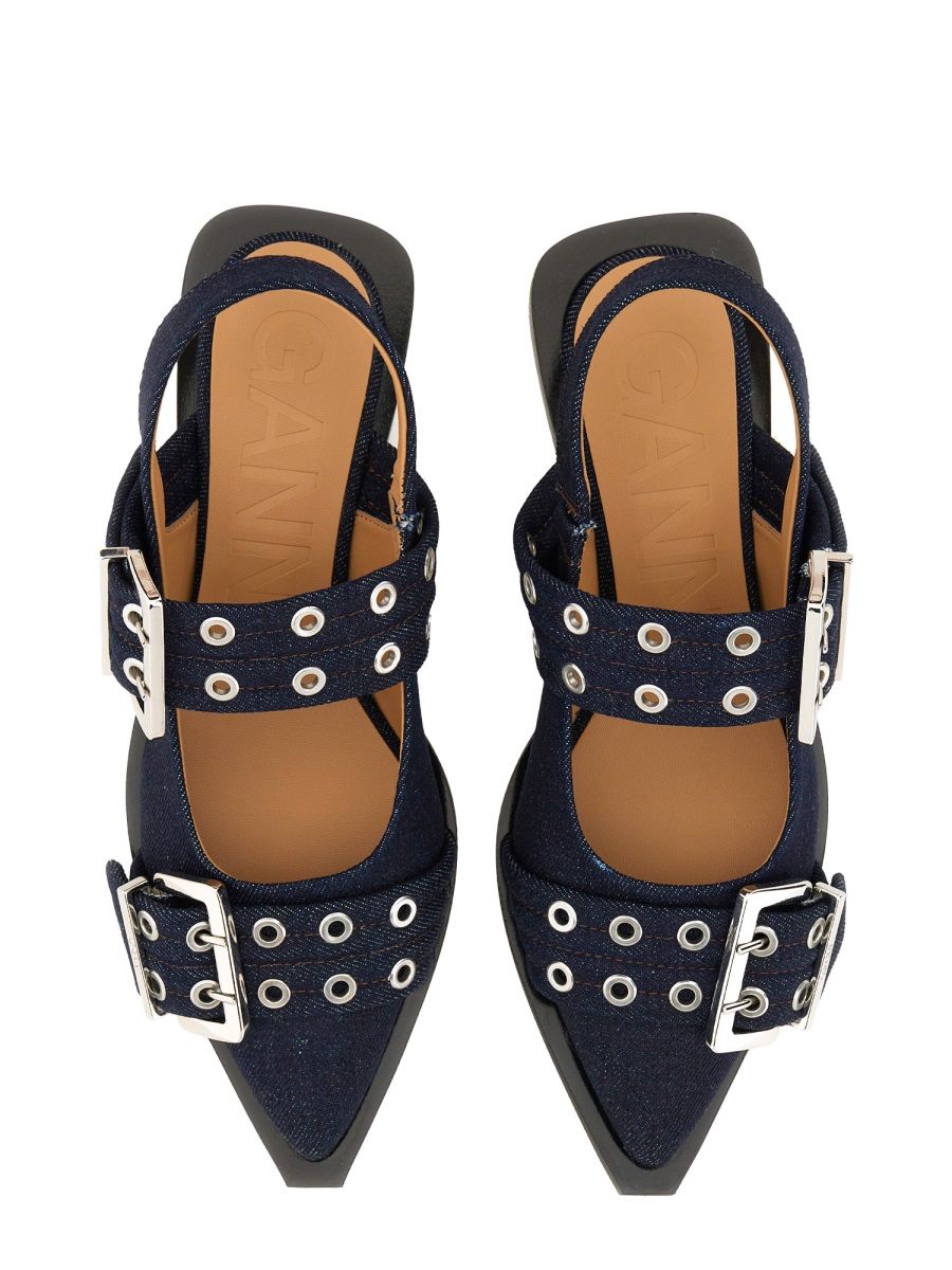 Ganni Denim-Slingback-Ballerinas