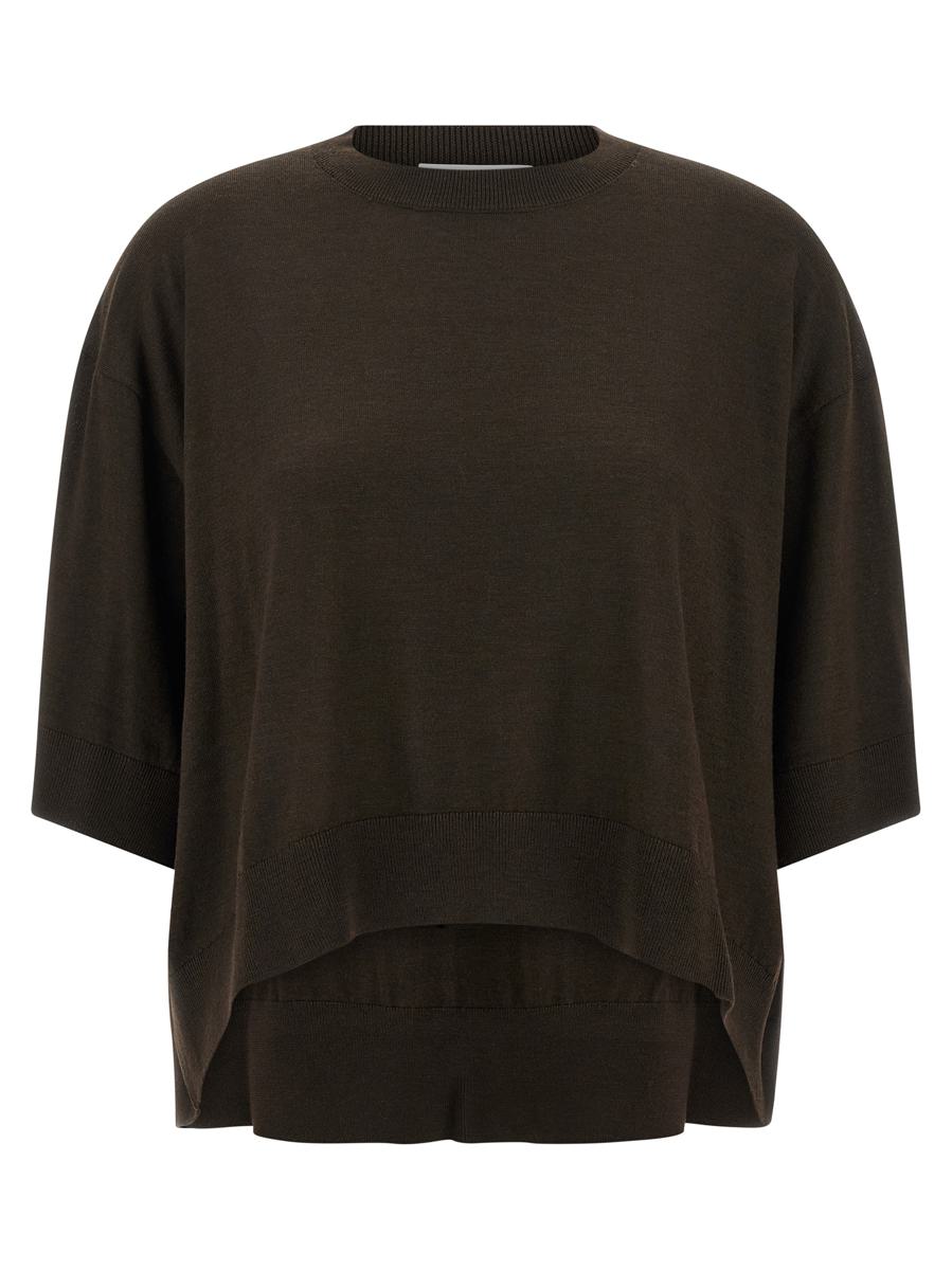Kurzer Wollpullover in Nude