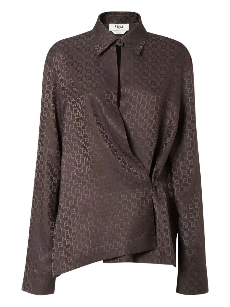 Fendi Silk Ff Jacquard Crossover Shirt Kleidung