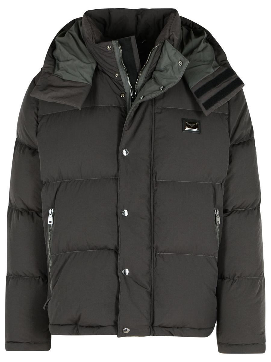 Dolce &amp; Gabbana Graue Daunenjacke aus Polyamid