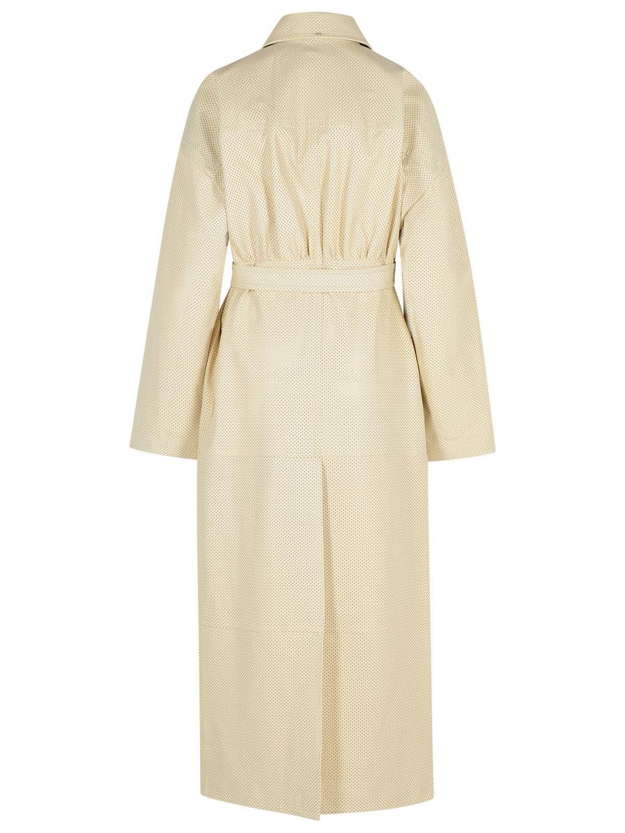 Sportmax – Trenchcoat aus elfenbeinfarbenem Leder