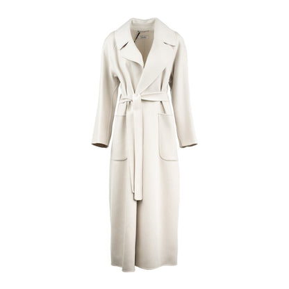 Max Mara – Langer Morgenmantel aus elfenbeinfarbener Wolle