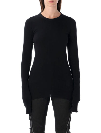 Rick Owens Drkshdw Schwarzes geripptes Langarmshirt