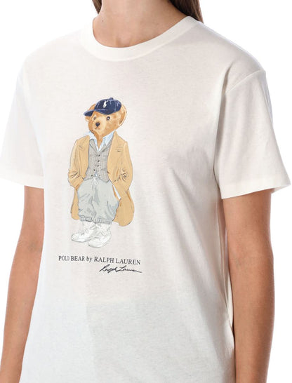 Polo Ralph Lauren – Weißes Baumwolljersey-T-Shirt mit Polo Bear