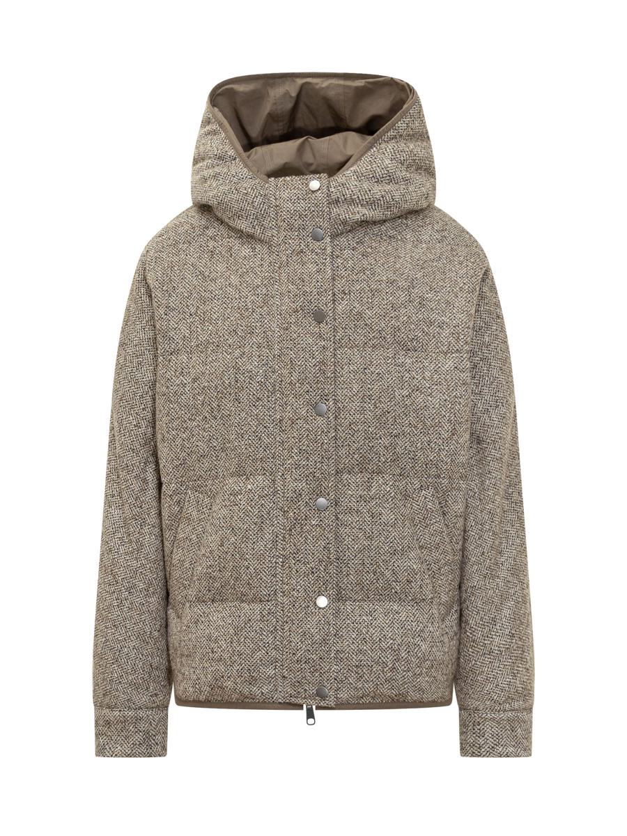 Brunello Cucinelli Brunello Cucinelli Braune Daunenjacke mit Kapuze
