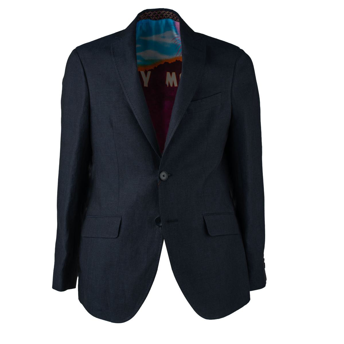 Etro – Blaue Jacke mit gemustertem Innenfutter