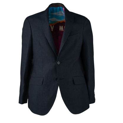 Etro – Blaue Jacke mit gemustertem Innenfutter