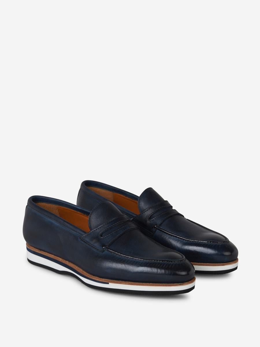 Bontoni – Loafer aus Leder mit Kontrastsohle