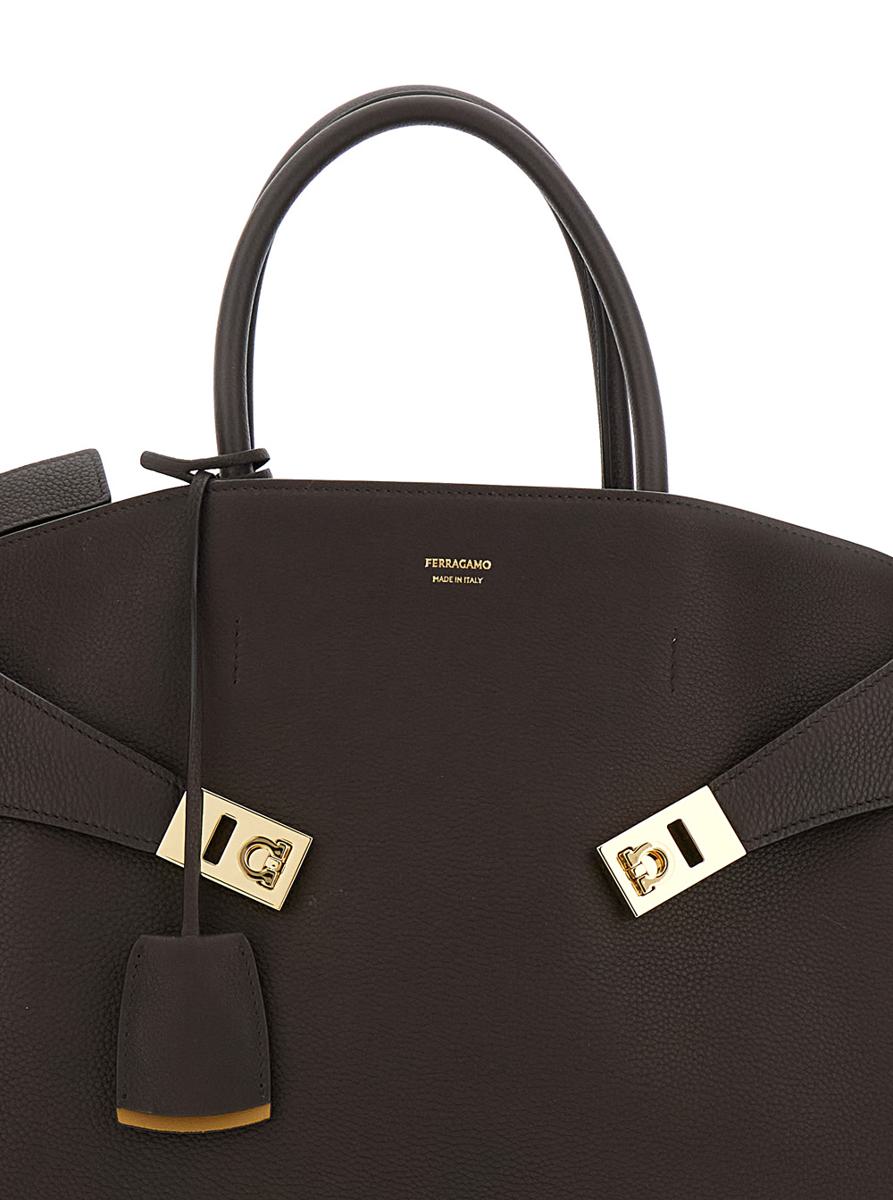 Braune Handtasche „Hug Bicolor“ mit Logo und Gancini-Schnalle aus Leder für Damen