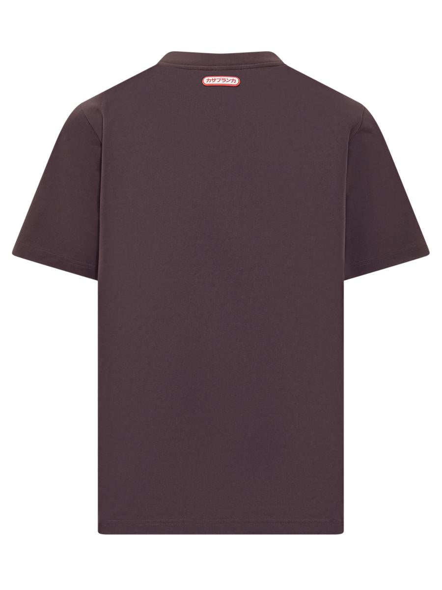 Casablanca – Braunes Casablanca-T-Shirt mit gesticktem Logo