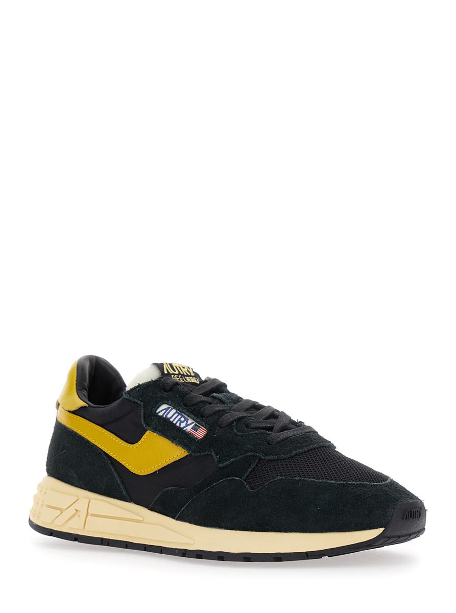 „Reel Wind“ Schwarze Low-Top-Sneaker mit Logo-Detail aus Wildleder für Herren