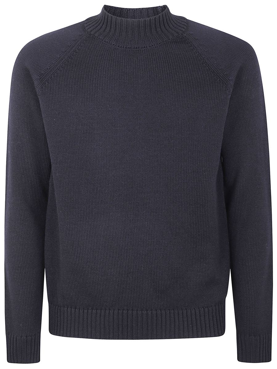 Zanone Stockinette Stitch Slim Fit Raglan Sleeves Mock Neck Sweater Kleidung