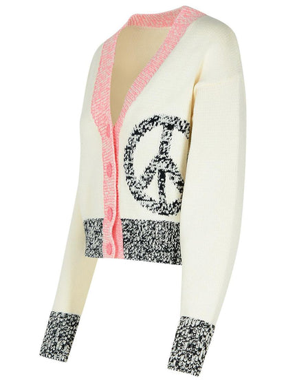 Moschino Jeans – Weiße Strickjacke aus Baumwollmischung