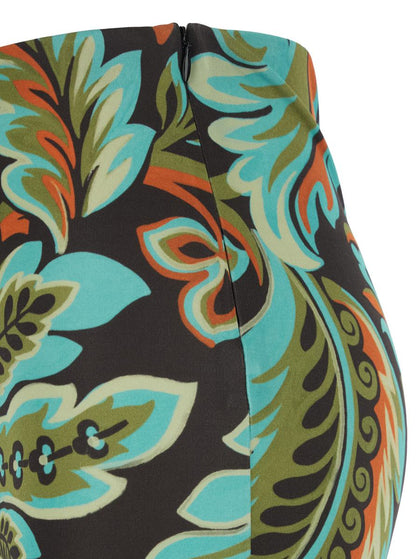 Mehrfarbige Hose mit Allover-Paisley-Print aus Viskosemischung Damen