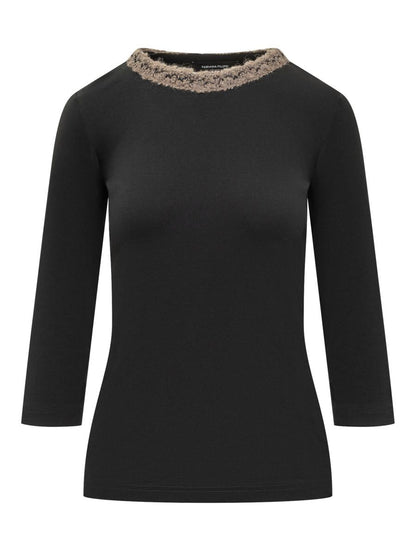 Fabiana Filippi Schwarzes T-Shirt mit Stickerei von Fabiana Filippi