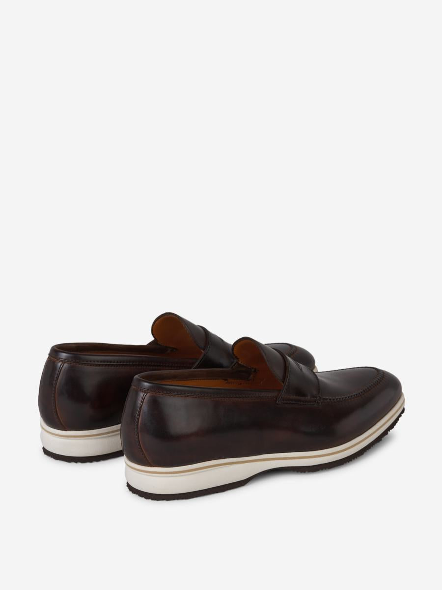 Bontoni – Loafer aus Leder mit Kontrastsohle