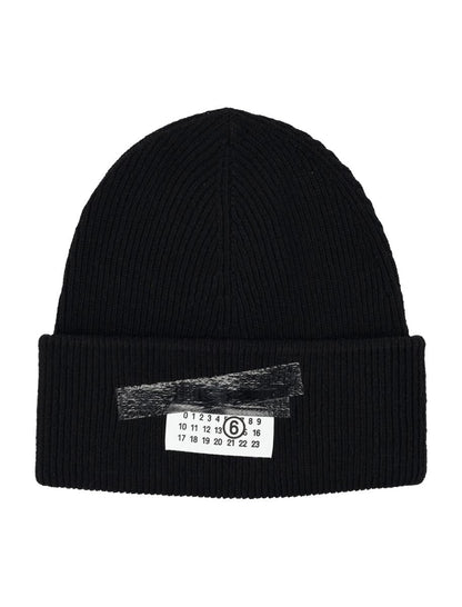 MM6 Maison Margiela Gerippte Beanie aus Wollmischung Schwarz