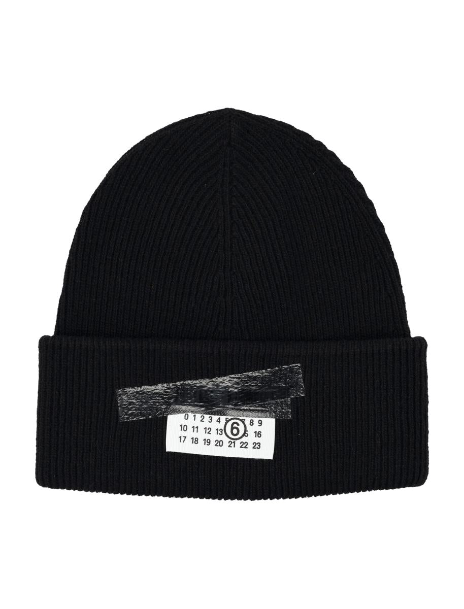 MM6 Maison Margiela Gerippte Beanie aus Wollmischung Schwarz