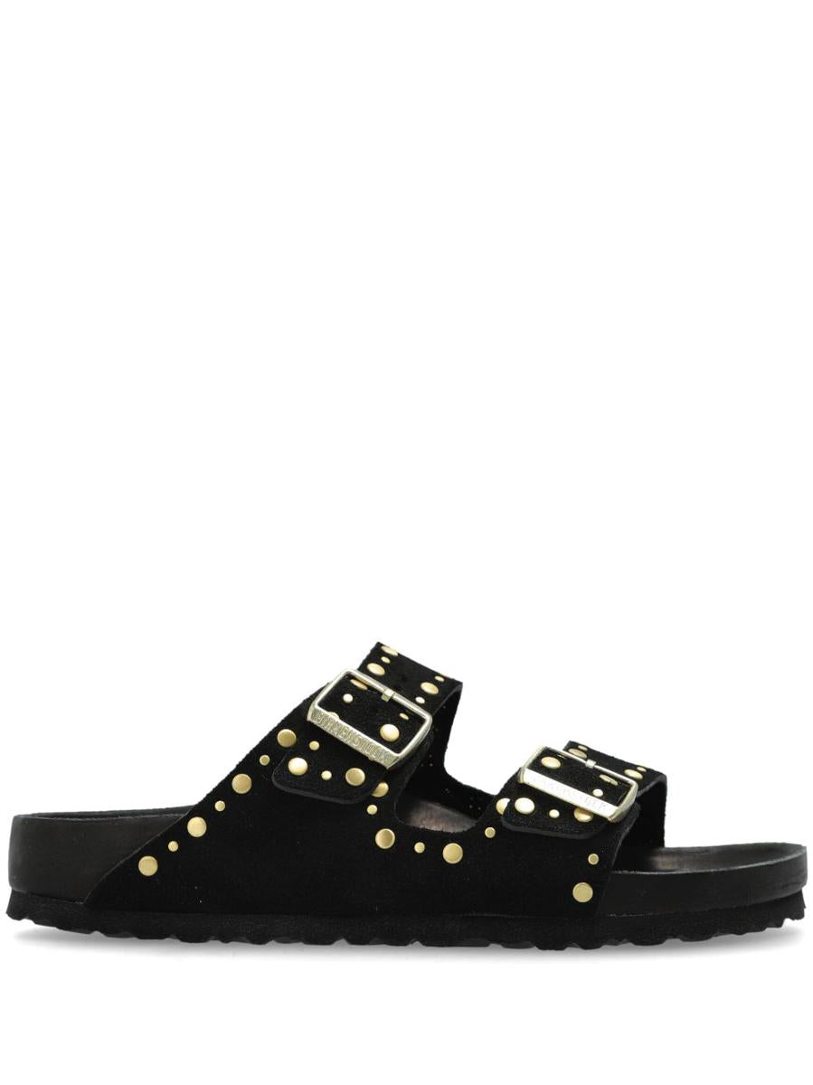 Birkenstock „Florida“ schwarze Lederpantoffeln