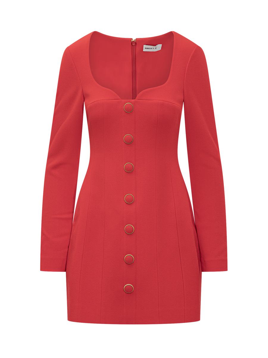 Rebecca Vallance Rotes kurzes Kleid mit Knöpfen Rebecca Vallance