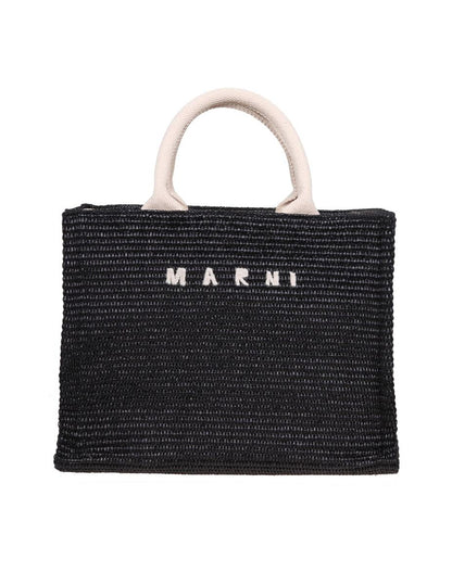 Marni Handtasche aus Stoff mit Raffia-Effekt