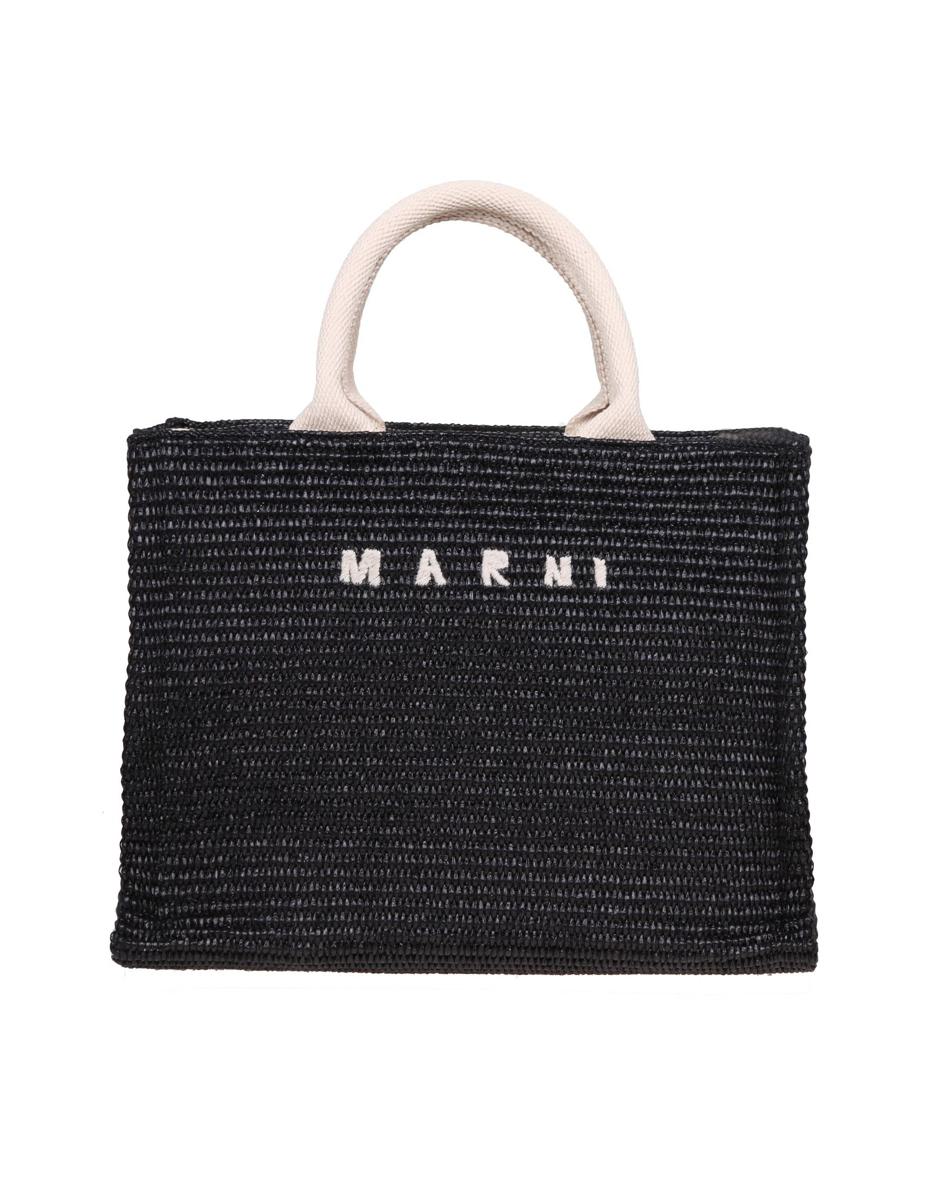 Marni Handtasche aus Stoff mit Raffia-Effekt