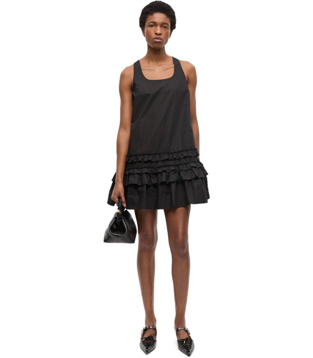 Ganni – Schwarzes Rüschenkleid