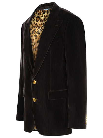 Dolce &amp; Gabbana Brauner Polyesterblazer
