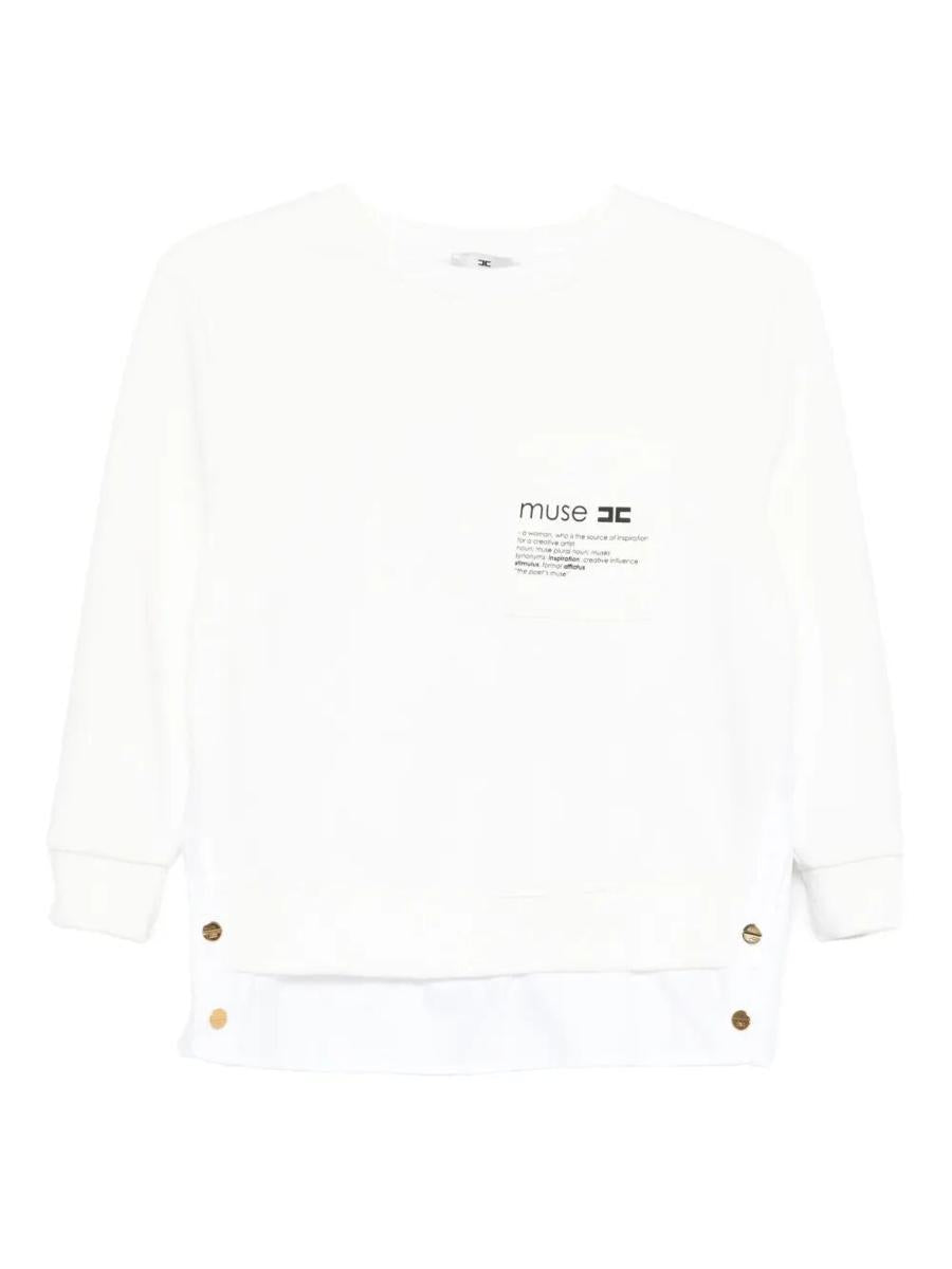 Elisabetta Franchi Fleece-Top mit Details aus Popeline-Stoff Kleidung