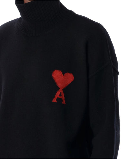 AMI Paris Rollkragenpullover aus schwarzer Wolle von De Coeur