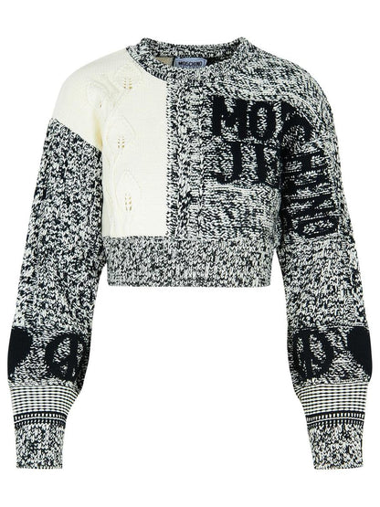 Moschino Jeans – Pullover „Patch“ aus weißer Baumwollmischung