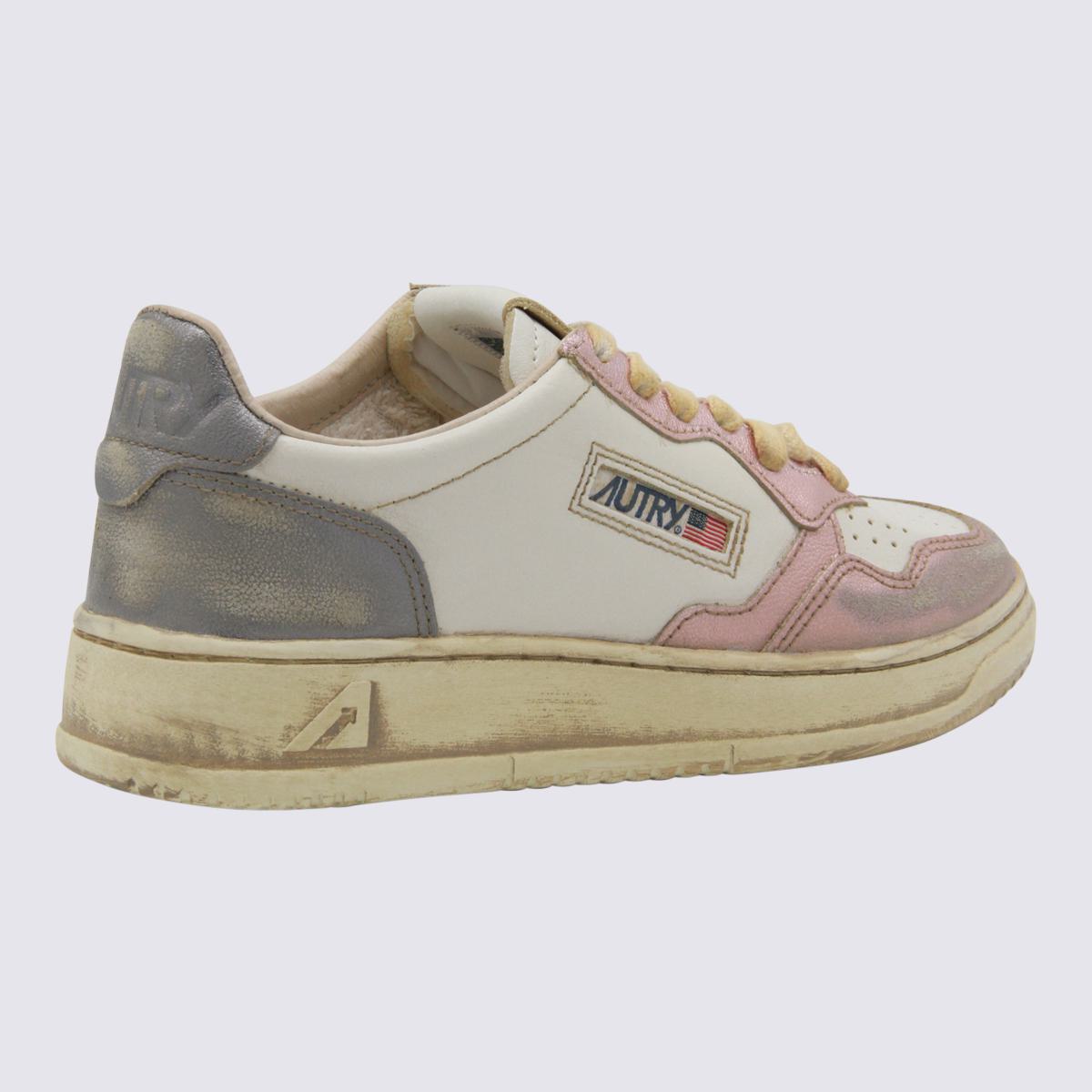 Autry – Weiße und graue Sup Vint Low-Metal-Sneaker