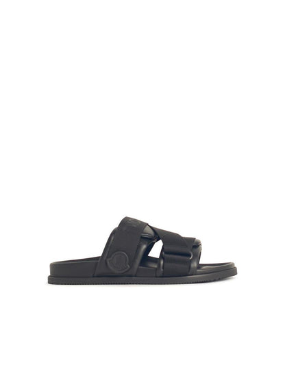 Moncler Schwarze Sandalen aus Ledermischung