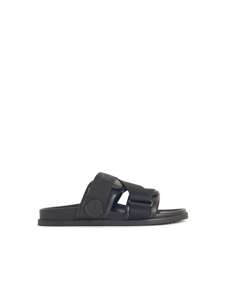 Moncler Schwarze Sandalen aus Ledermischung