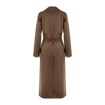 Max Mara – Brauner Mantel aus drapierter Wolle
