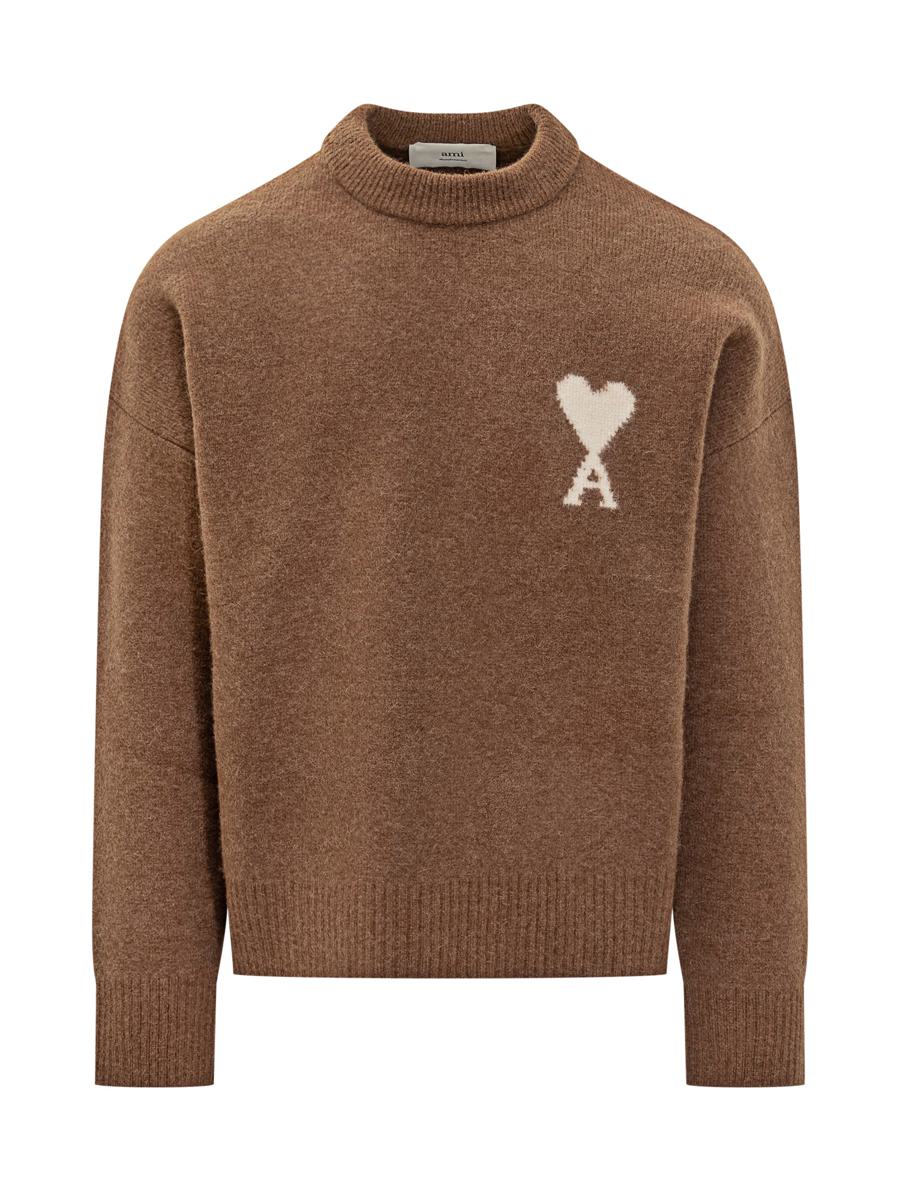AMI Paris Wollpullover mit Rundhalsausschnitt und Logo Ami Alexandre Mattiussi