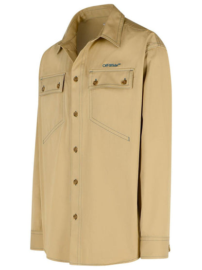 Off-White „Over“ Beige Baumwollhemd