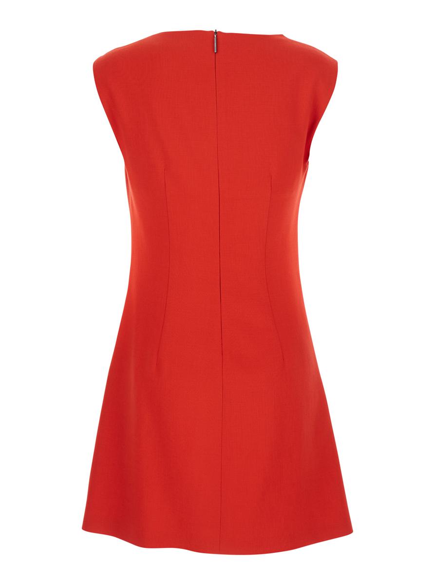 Rotes Kleid mit Rüschendetails aus Viskosemischung für Damen