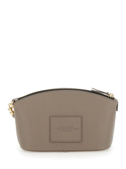 'The Beauty Bag' Graue Clutch mit Logo-Print auf der Vorderseite aus Leder für Damen