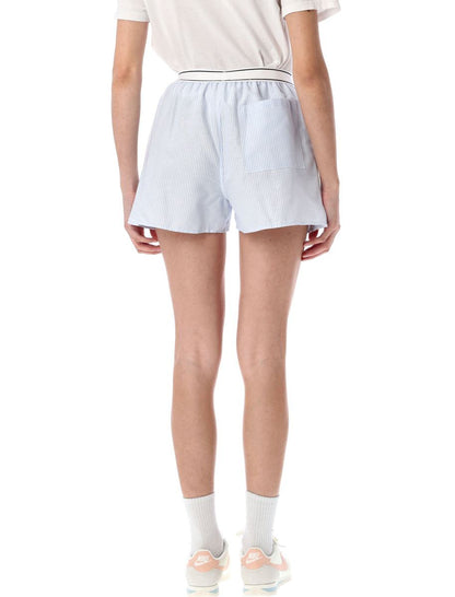 Sporty &amp; Rich Oxford-Boxershorts mit gestreiftem Serifenlogo