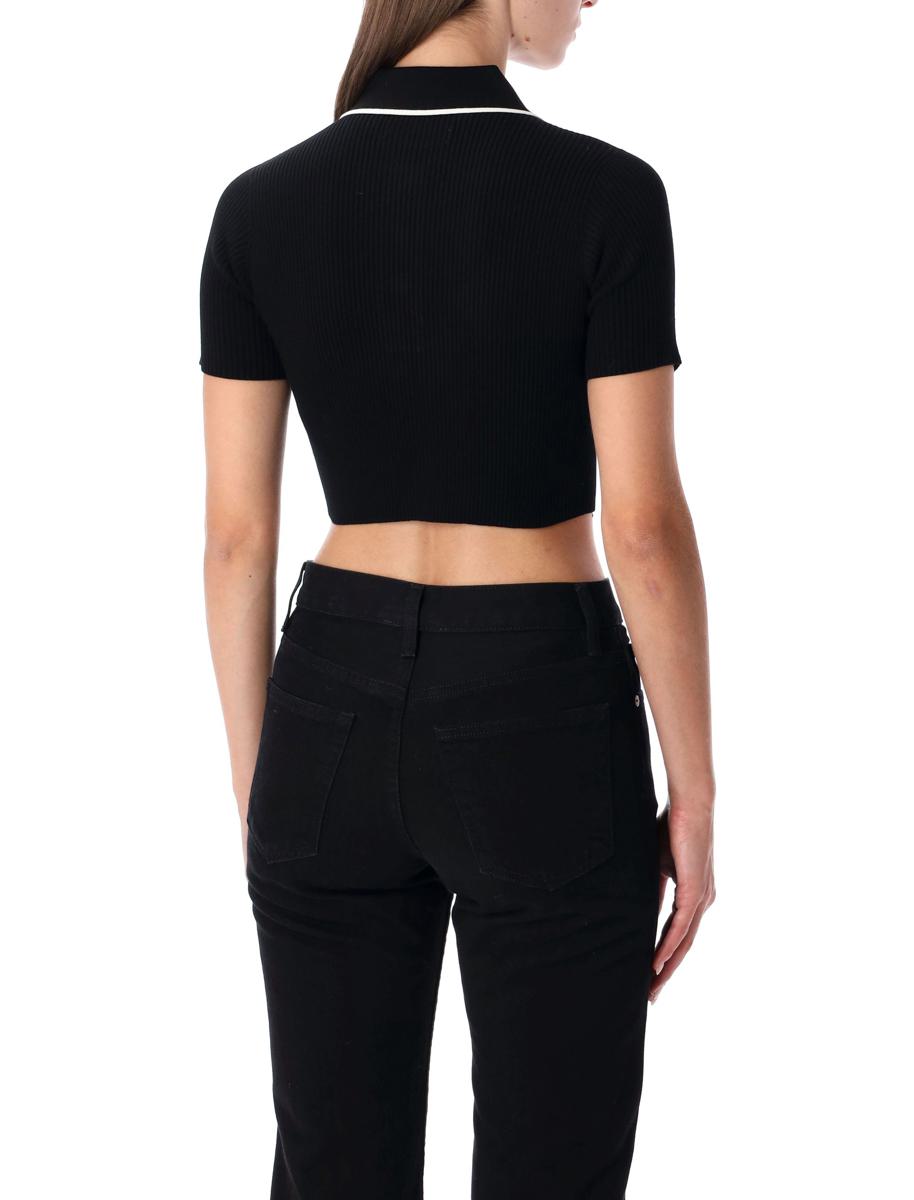 Amiri – Schwarzes, kurzes Strick-Poloshirt