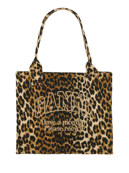 Ganni – Tragetasche mit Leopardenmuster