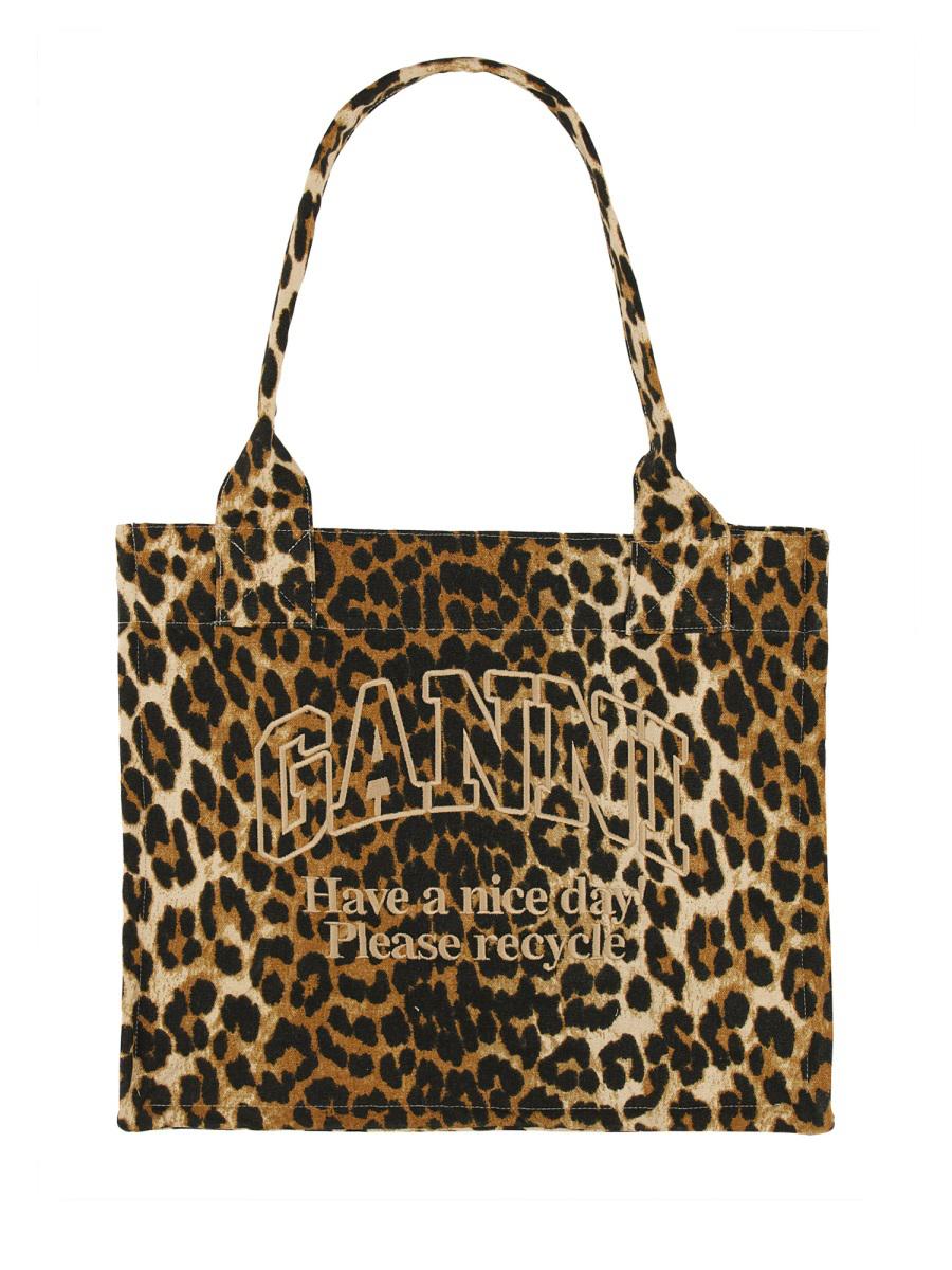Ganni – Tragetasche mit Leopardenmuster