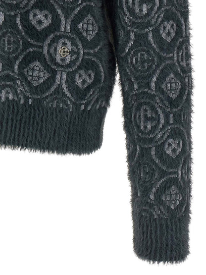 Casablanca Pullover mit „Flauschigem Monogramm“