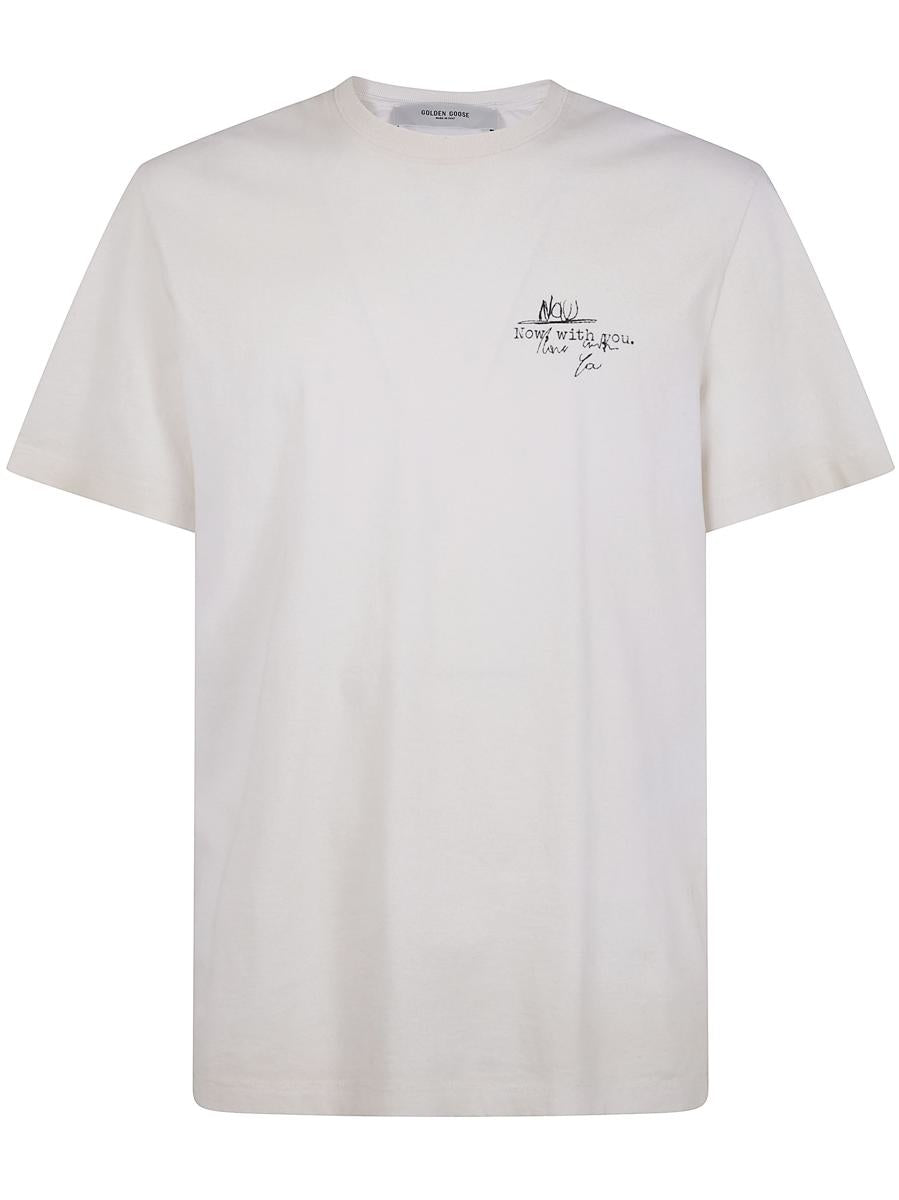 Golden Goose "Journey" Herren T-Shirt Regular Gaze Baumwolljersey Vintage Behandlung mit Print Kleidung
