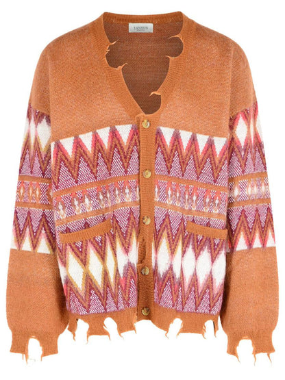 Laneus Strickjacke aus mehrfarbiger Wollmischung