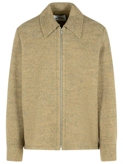 Jil Sander – Beigefarbene Jacke aus Wollmischung