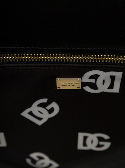 Mittelgroßer Shopper „Dg Logo“ aus schwarzem Leder für Damen